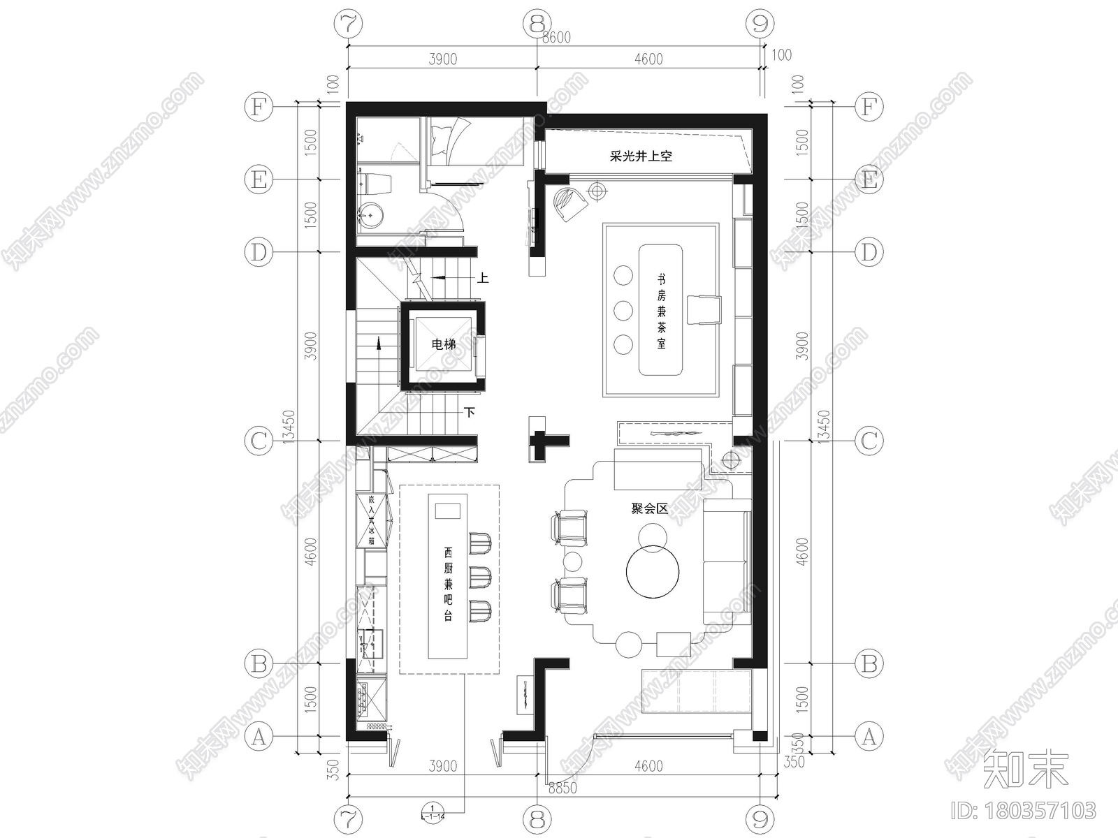 [北京]390㎡二层三居联排别墅施工图+3D模型施工图下载【ID:180357103】