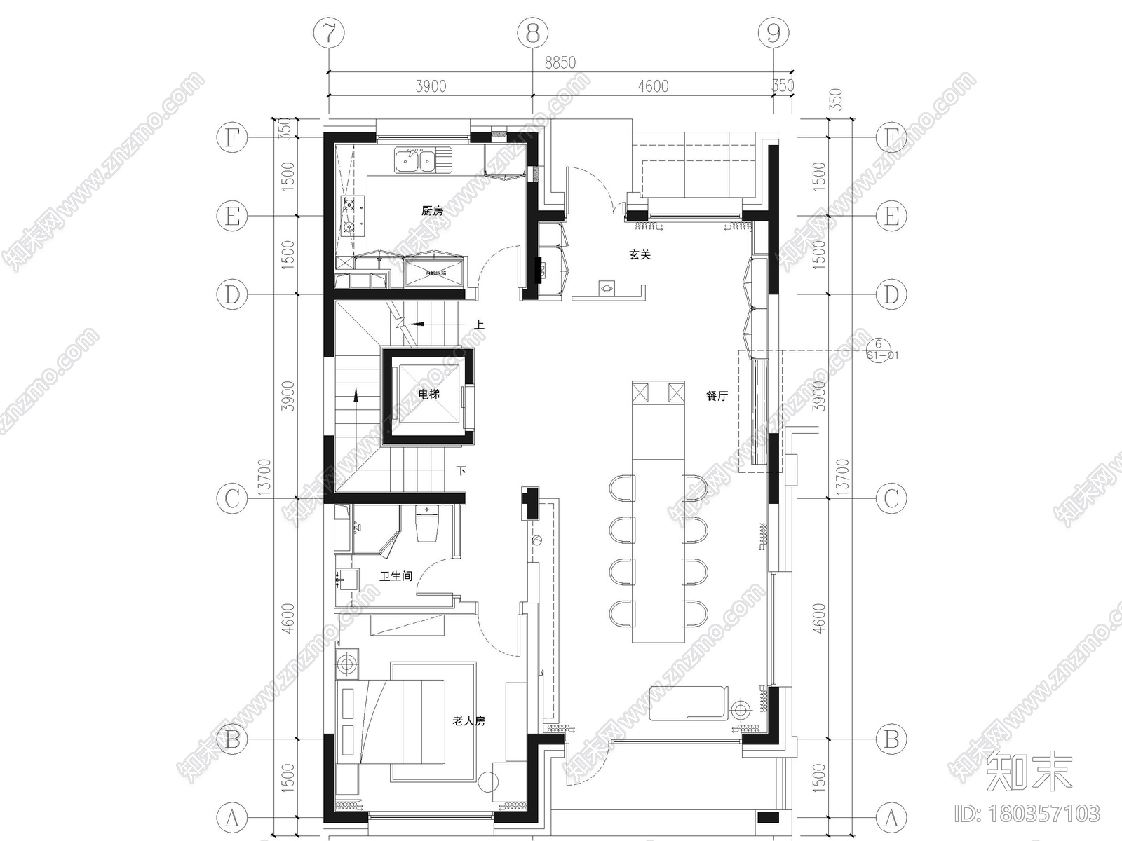 [北京]390㎡二层三居联排别墅施工图+3D模型施工图下载【ID:180357103】