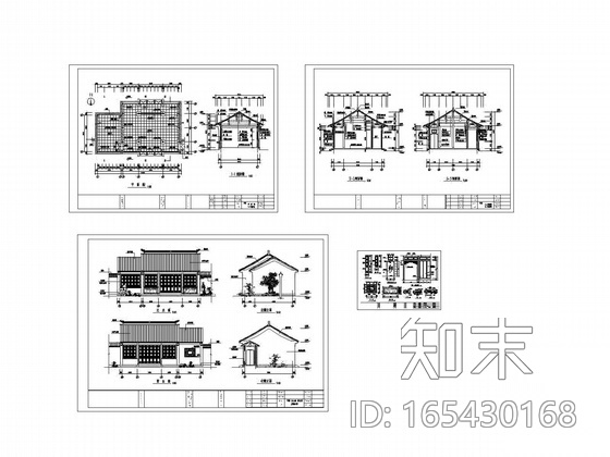 [木结构仿古建筑]书斋建筑施工图施工图下载【ID:165430168】