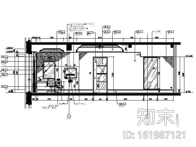 酒店行政单人套间装修图cad施工图下载【ID:161987121】