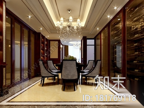[深圳]新古典时尚大五居室内装修图（含效果）cad施工图下载【ID:181769118】