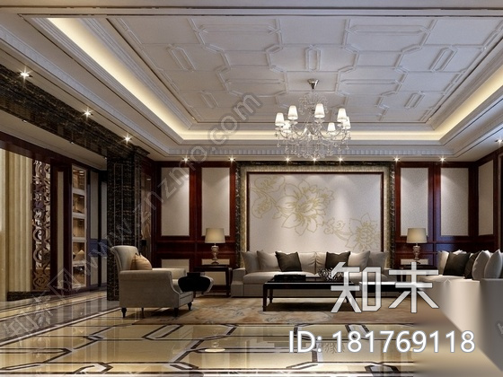 [深圳]新古典时尚大五居室内装修图（含效果）cad施工图下载【ID:181769118】