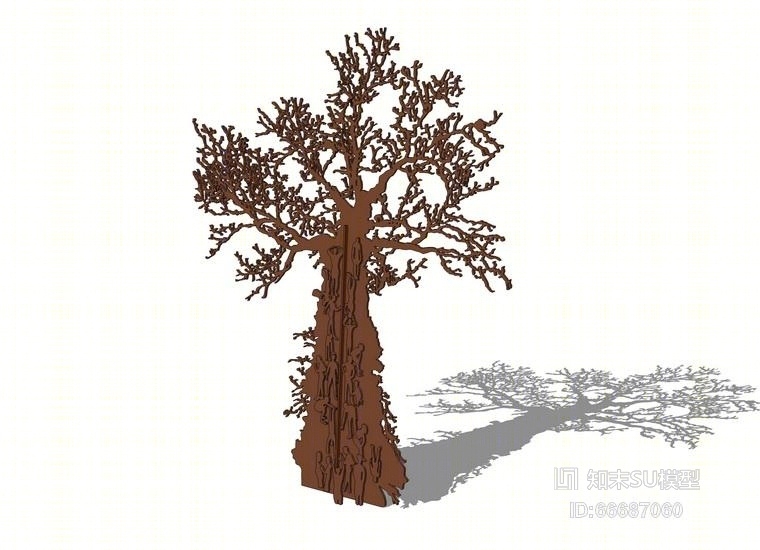 铁树雕塑SU模型下载【ID:66687060】