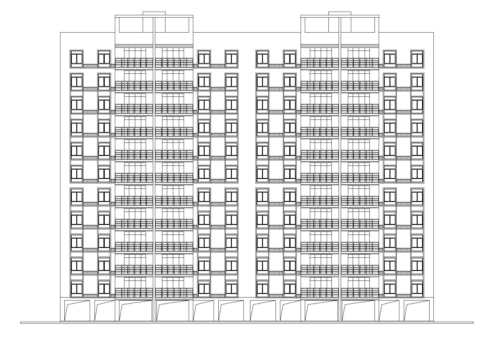 底层架空一梯两户高层住宅楼建筑施工图cad施工图下载【ID:164871197】