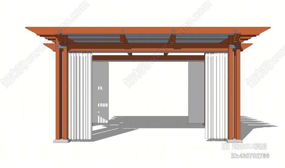 新中式廊架SU模型下载【ID:430702786】