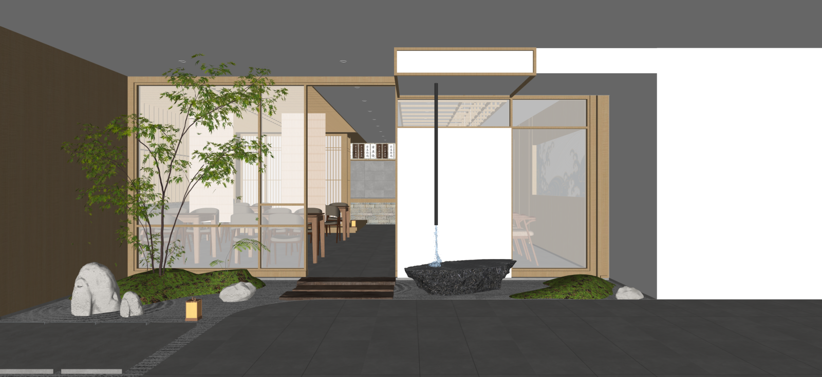 日式别墅庭院SU模型下载【ID:1222190824】