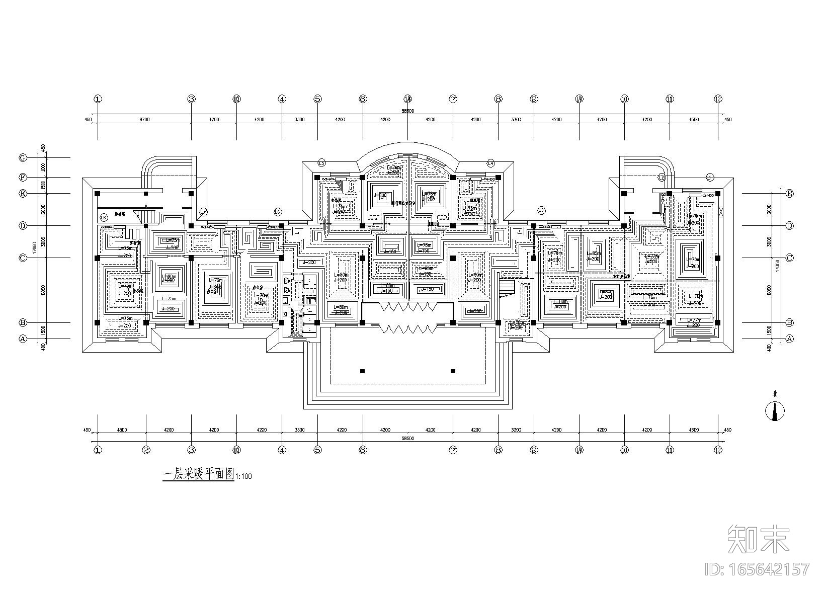 四层办公楼地暖全套施工图（含剖面图）cad施工图下载【ID:165642157】