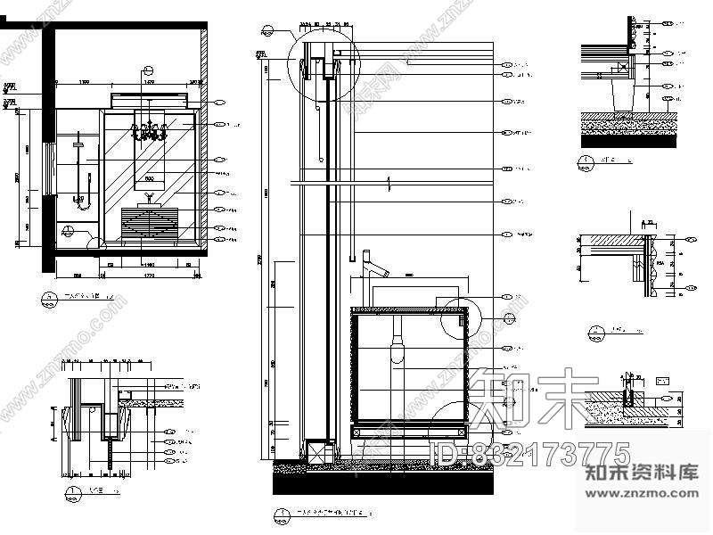 图块/节点别墅主浴室详图cad施工图下载【ID:832173775】