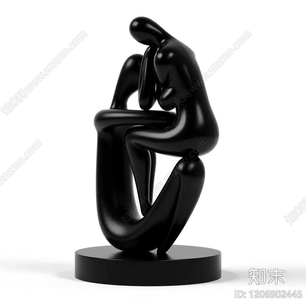 黑色抽象人物雕塑3D模型下载【ID:1206902445】