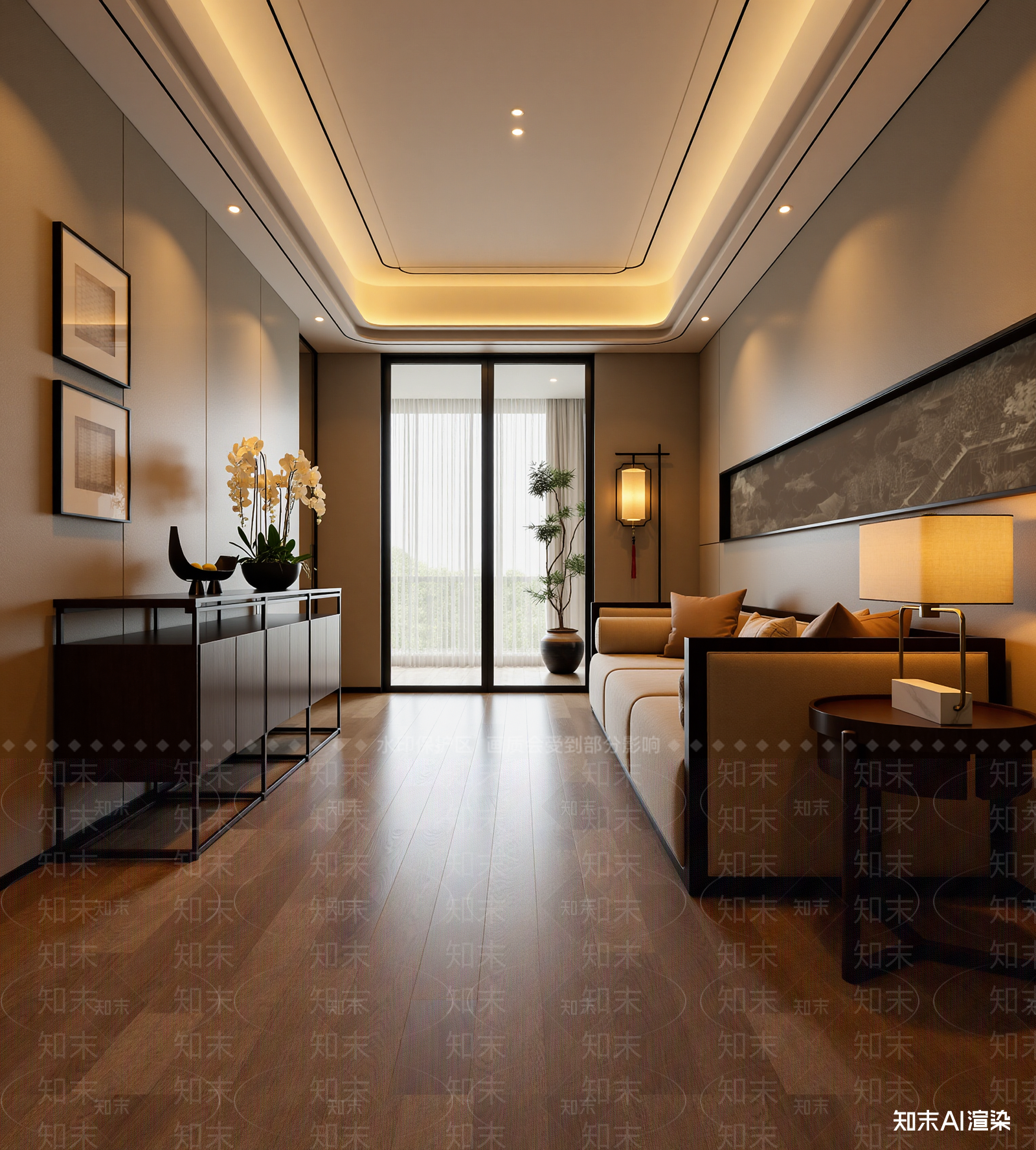 新中式家居客厅3D模型下载【ID:1221951536】