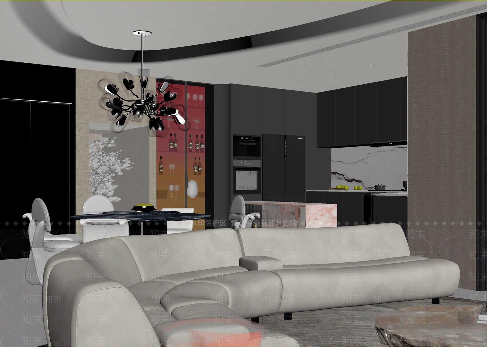 现代客餐厅3D模型下载【ID:1215071114】
