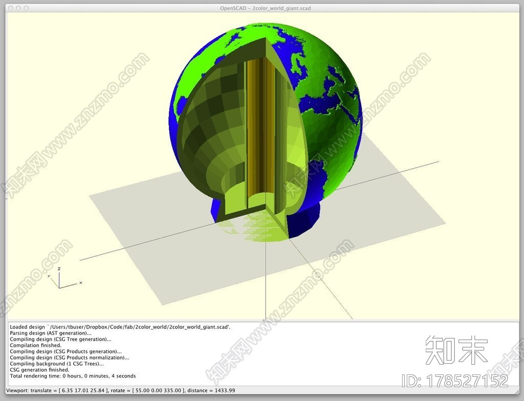 地球仪——双色3D打印3d打印模型下载【ID:178527152】