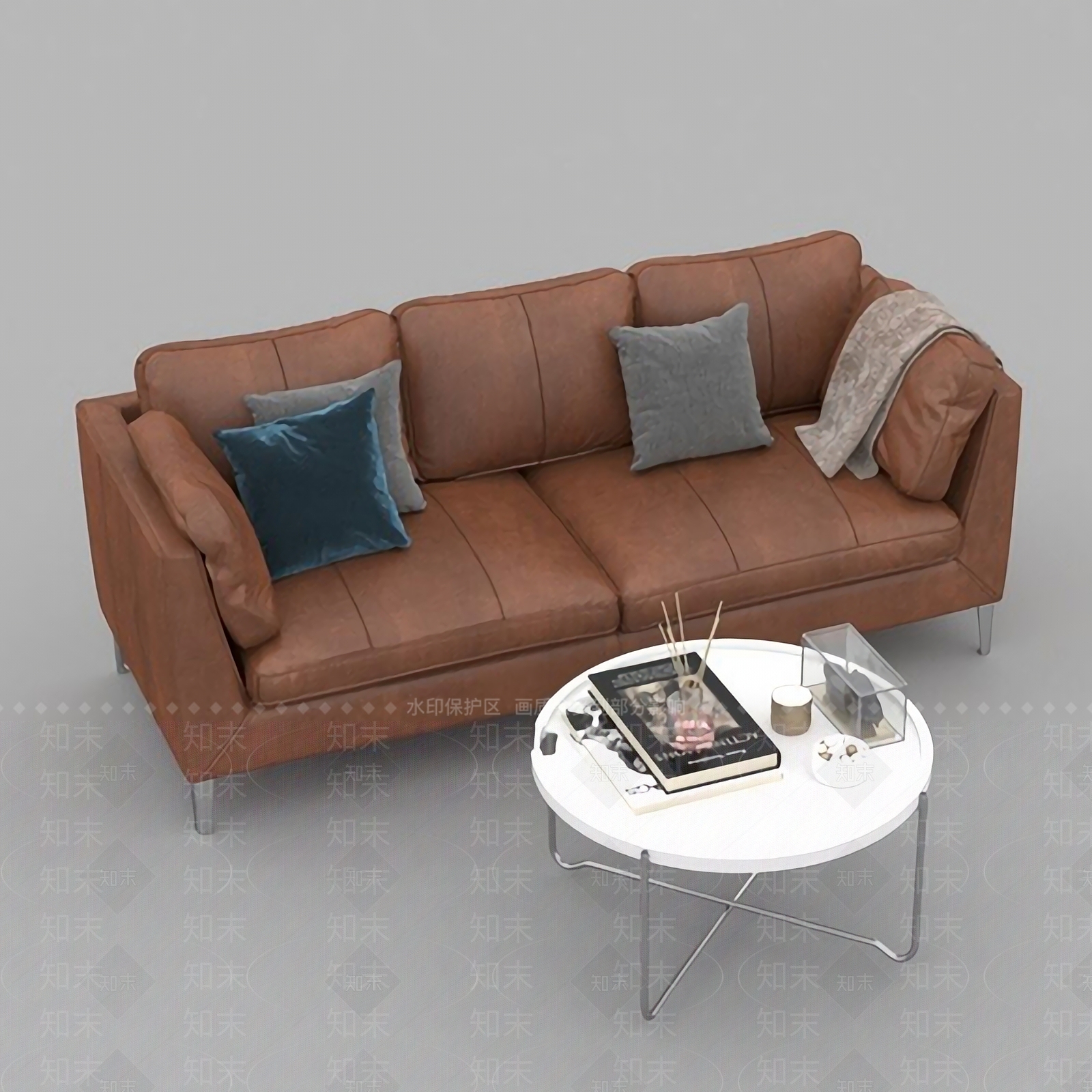 现代简约金属皮革双人沙发免费CG模型下载【ID:1121586858】_知末3d模型网