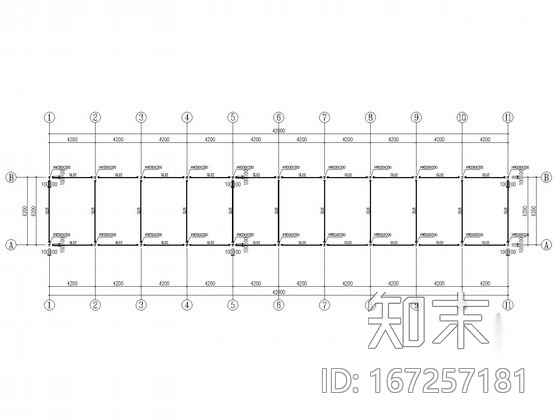 单层钢框架停车棚结构施工图cad施工图下载【ID:167257181】