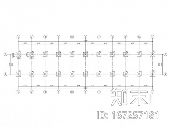 单层钢框架停车棚结构施工图cad施工图下载【ID:167257181】