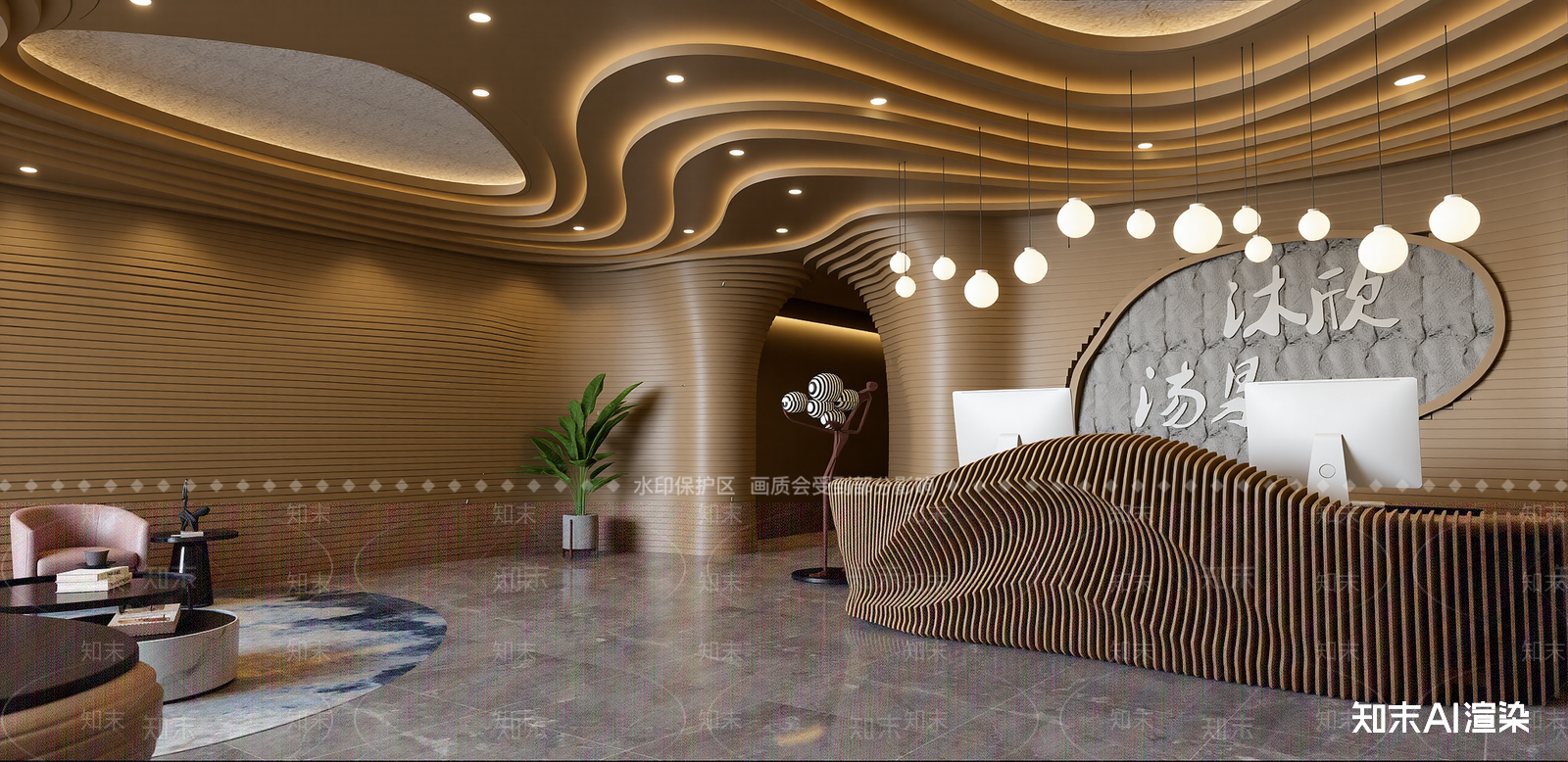 现代酒店大堂SU模型下载【ID:1215202770】