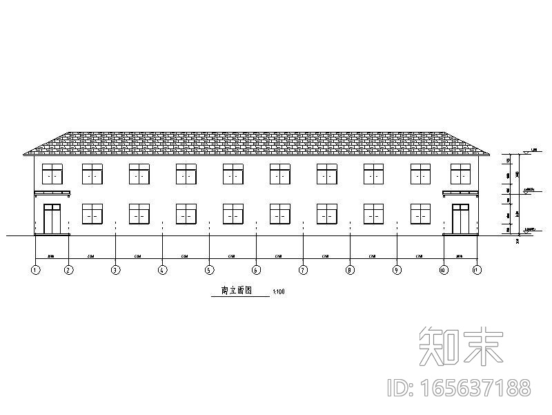 2层坡屋顶砖混结构职工宿舍建筑结构施工图cad施工图下载【ID:165637188】