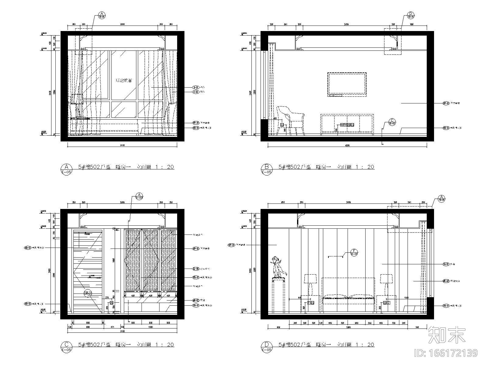 梁志天_绍兴浪琴湾样板间施工图cad施工图下载【ID:166172139】