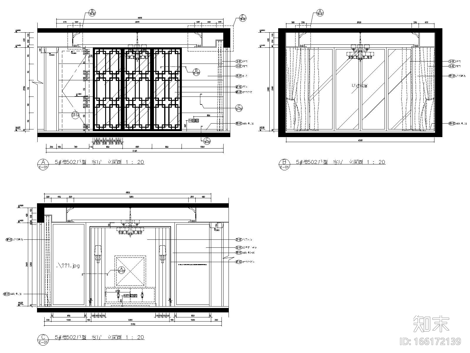 梁志天_绍兴浪琴湾样板间施工图cad施工图下载【ID:166172139】