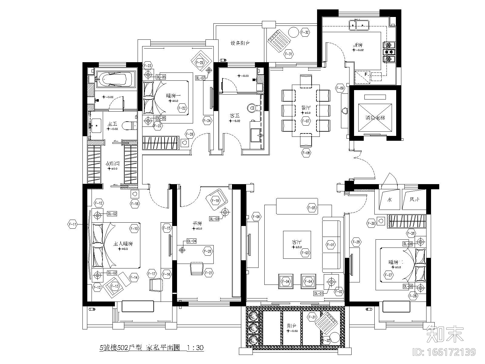 梁志天_绍兴浪琴湾样板间施工图cad施工图下载【ID:166172139】