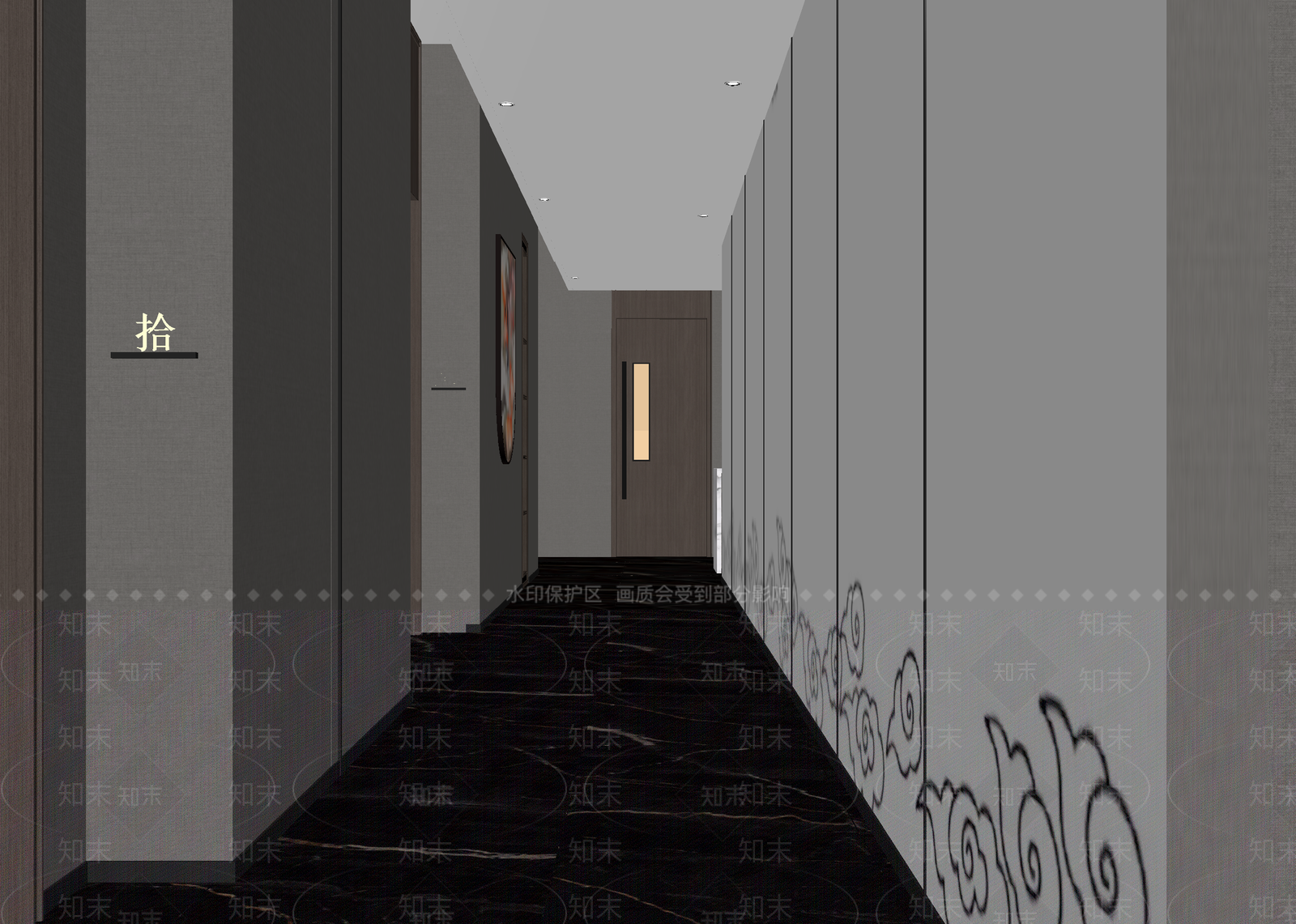 新中式酒店走廊3D模型下载【ID:1215027329】