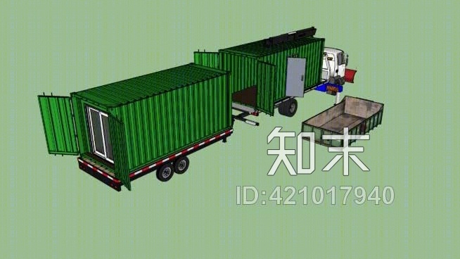 多业务移动集装箱机房机械拖车HAB雪犁SU模型下载【ID:421017940】