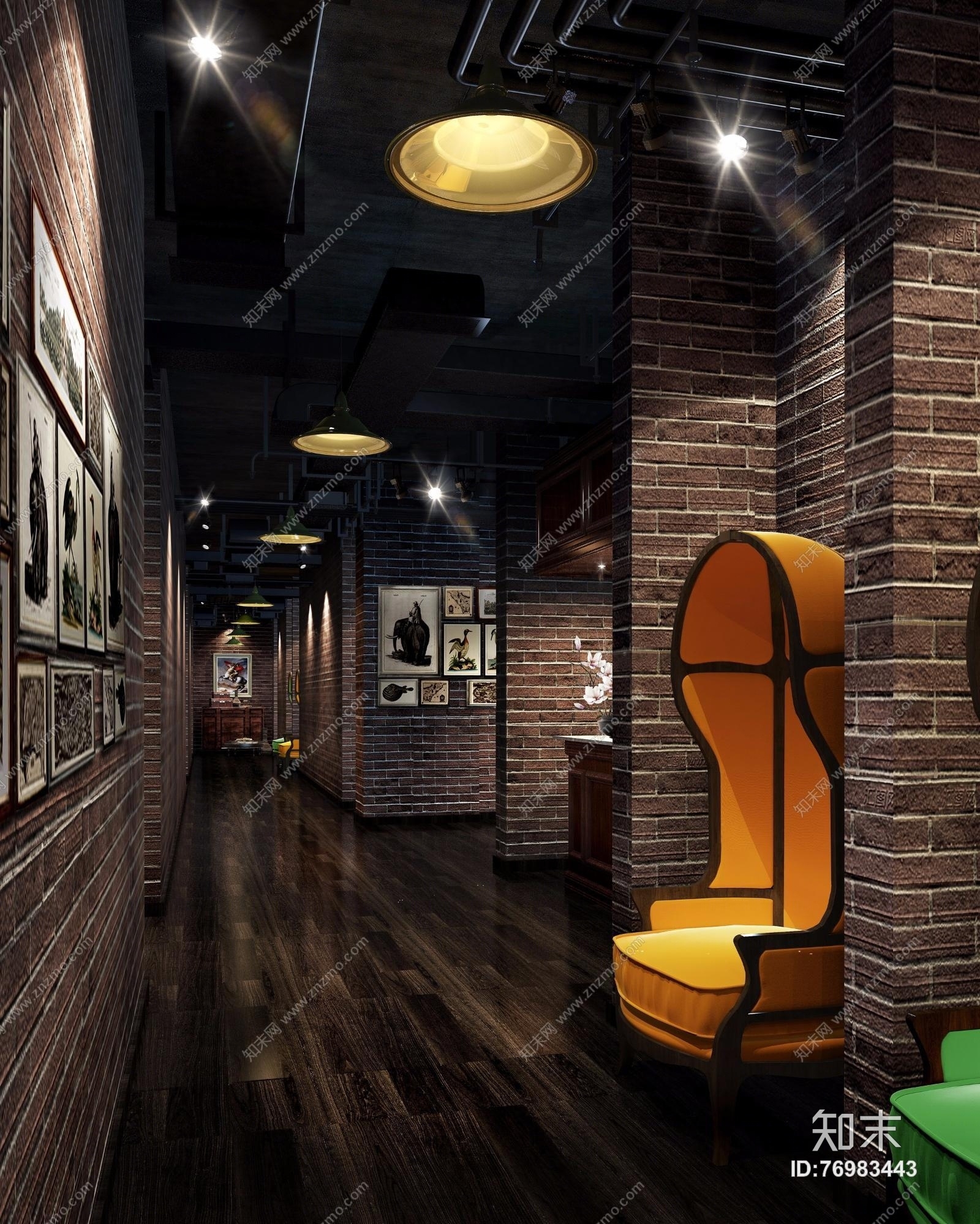 工业化复古简约loft风格酒吧cad施工图下载【ID:76983443】