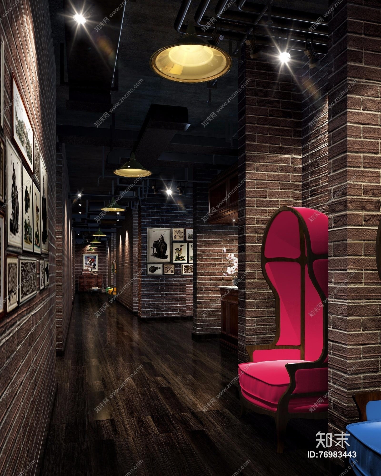 工业化复古简约loft风格酒吧cad施工图下载【ID:76983443】