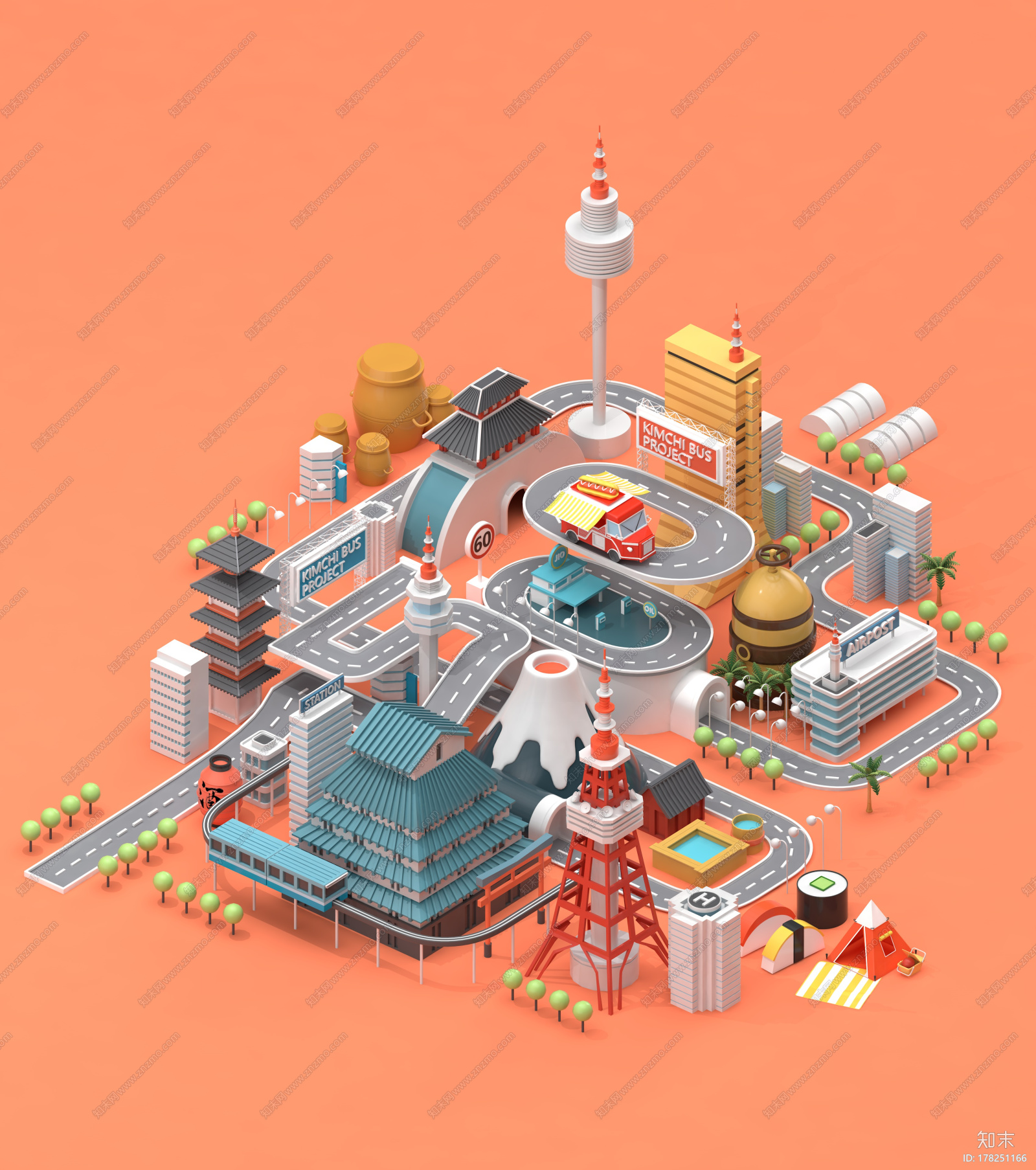 卡通城市CG模型下载【ID:178251166】