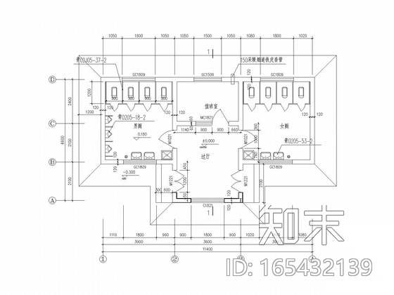 公共卫生间厕所建筑cad施工图下载【ID:165432139】