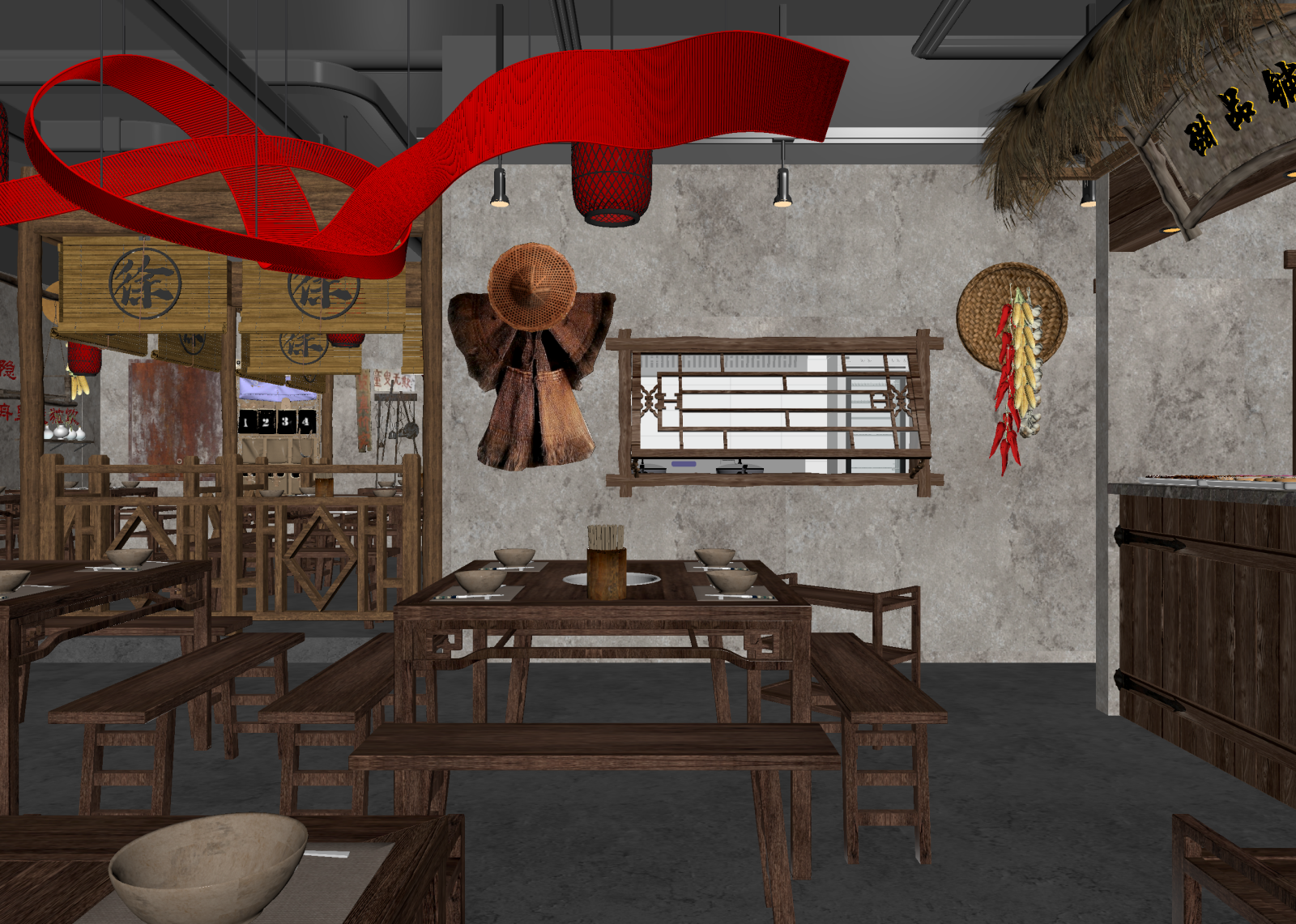 复古中餐厅3D模型下载【ID:1214927766】