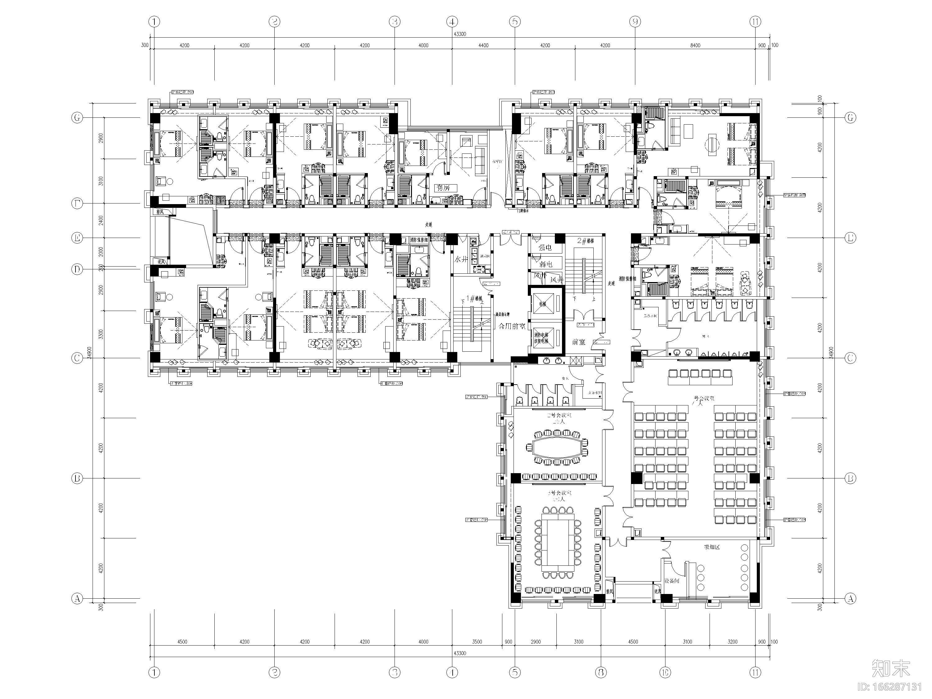 [河南]8690㎡星程商务​酒店室内全套施工图cad施工图下载【ID:166287131】