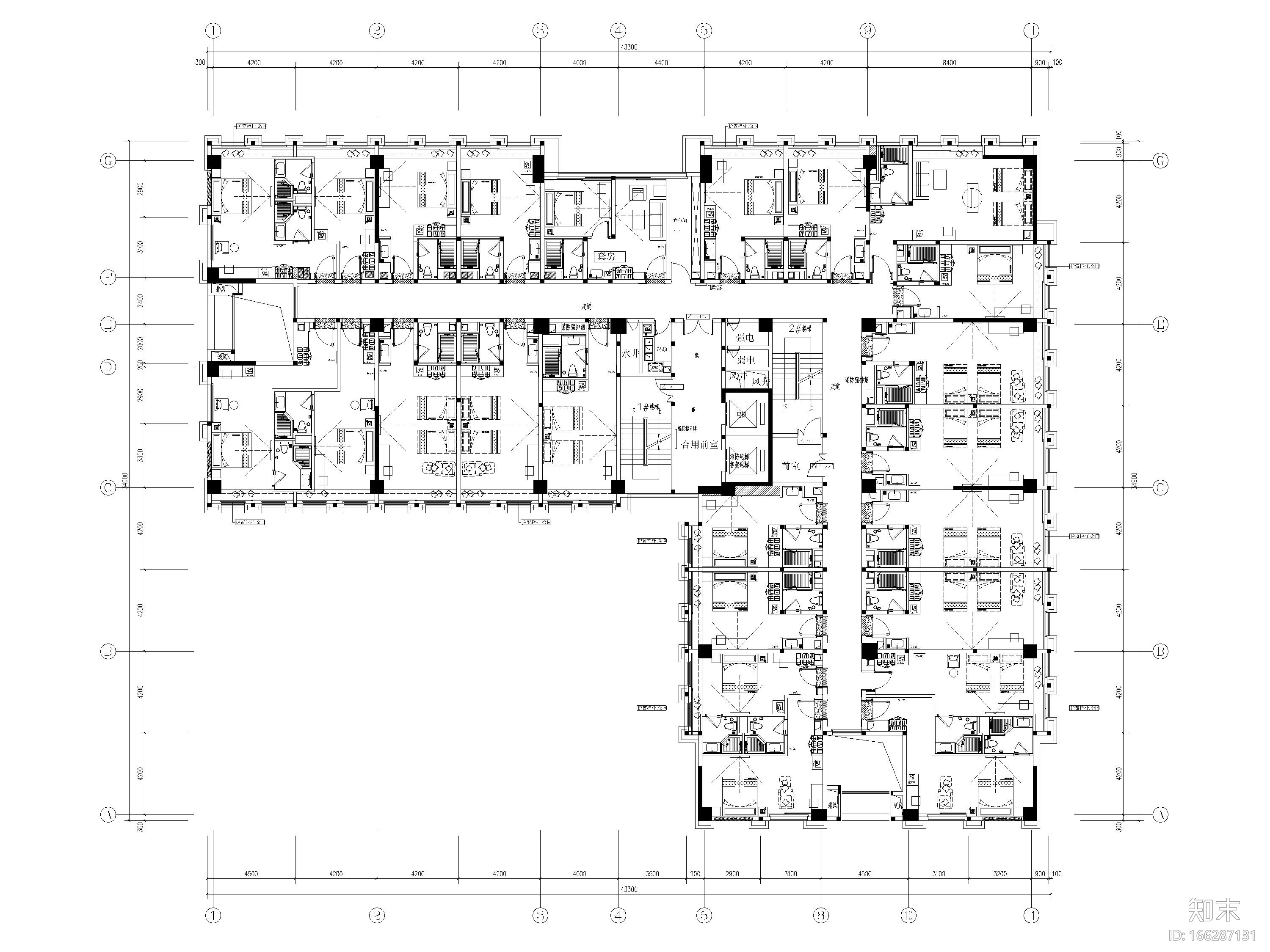 [河南]8690㎡星程商务​酒店室内全套施工图cad施工图下载【ID:166287131】