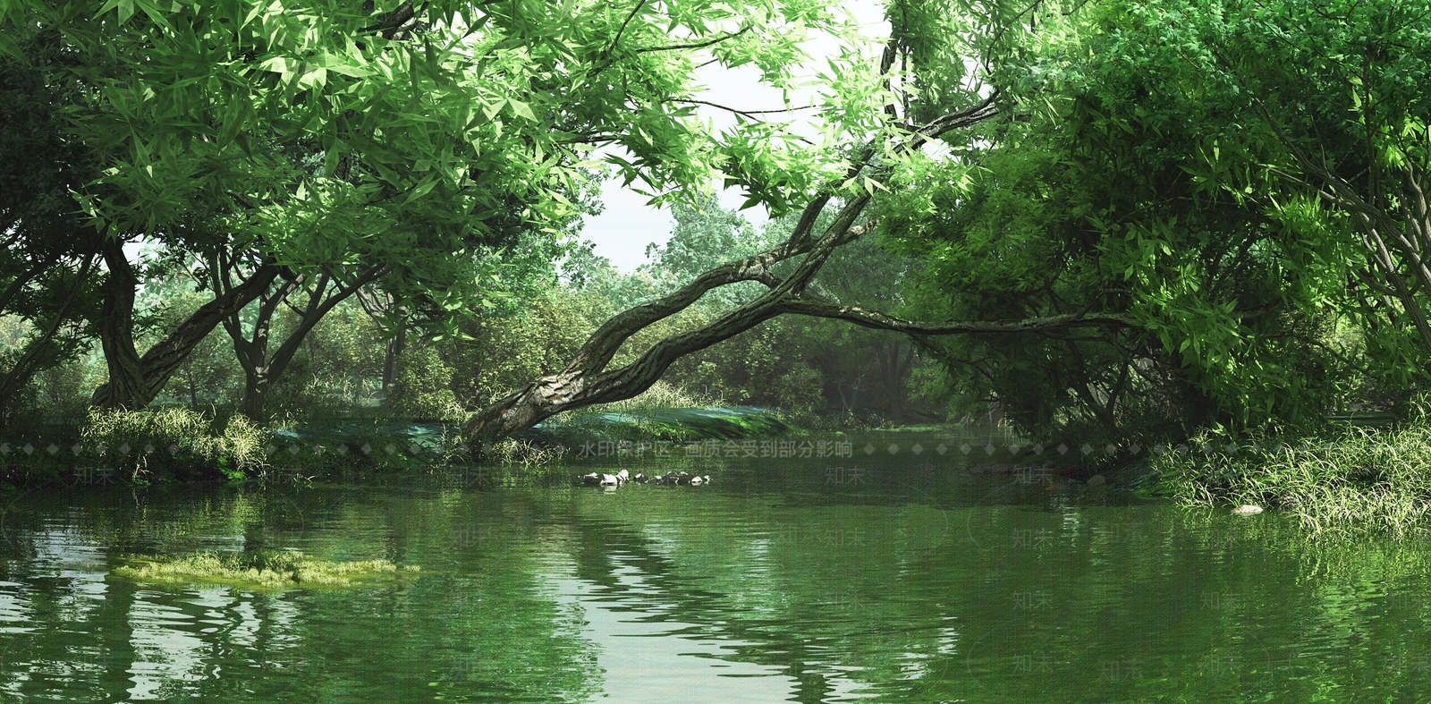 新中式原生态湿地3D模型下载【ID:434213443】