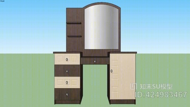 卧室纱布梳妆台SU模型下载【ID:424983467】