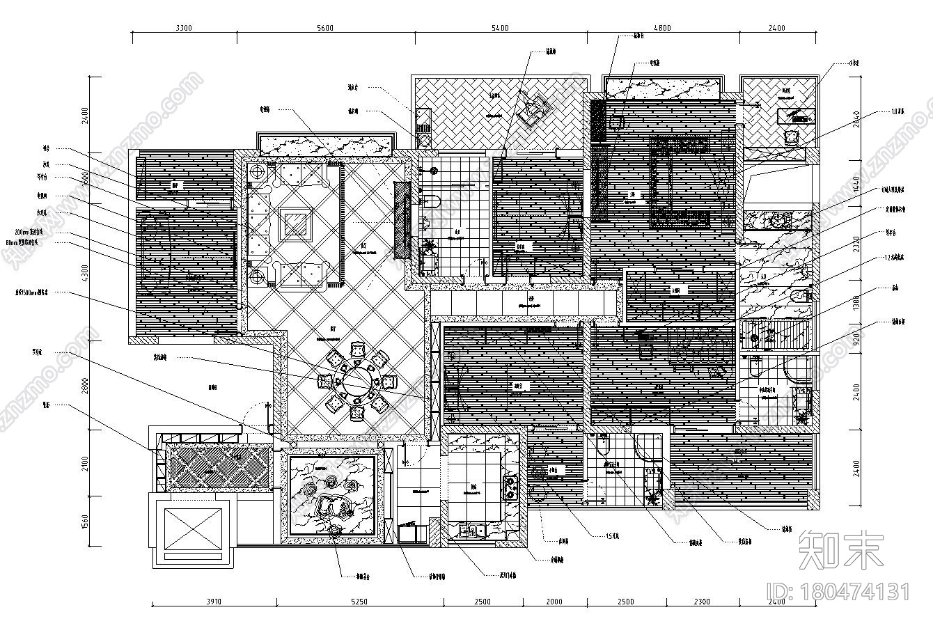 欧陆风格三居室整体家居施工图设计施工图下载【ID:180474131】