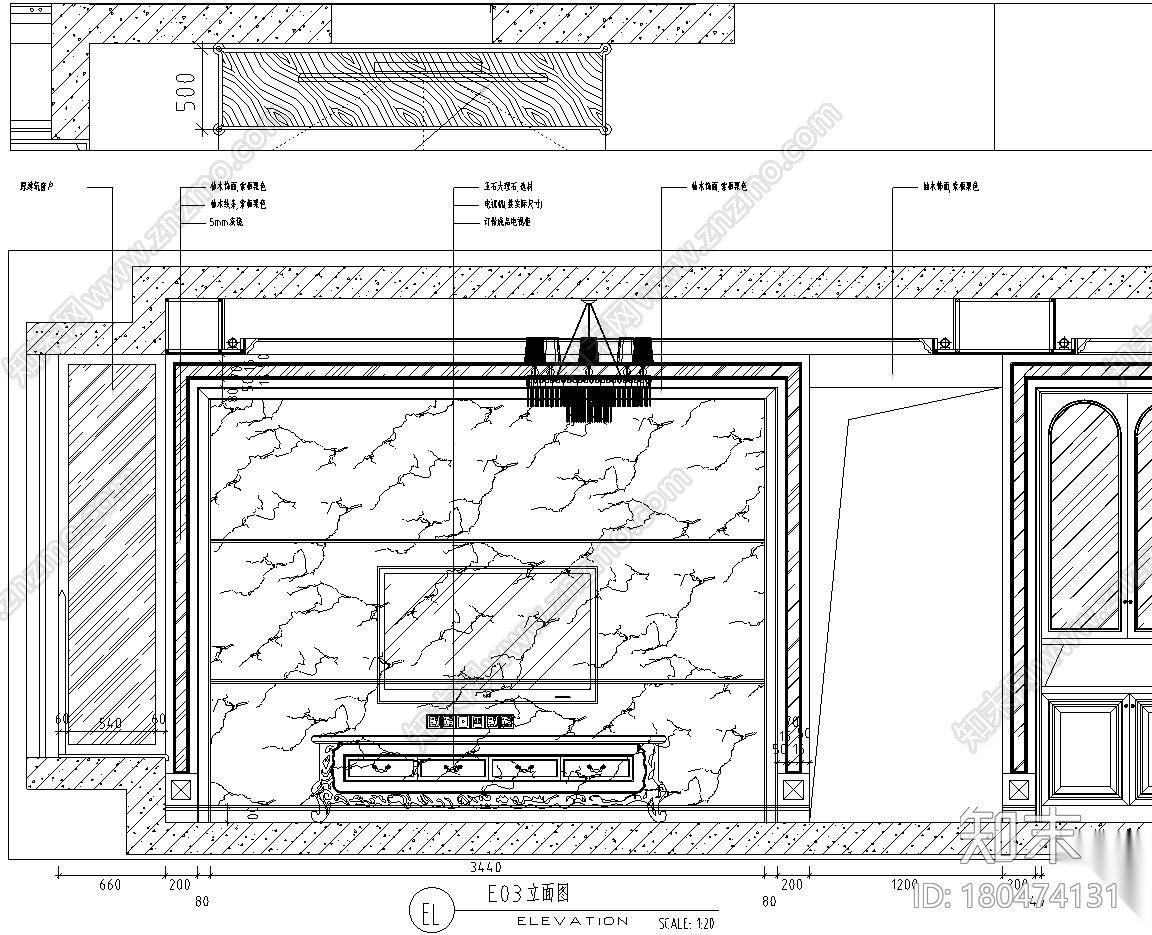 欧陆风格三居室整体家居施工图设计施工图下载【ID:180474131】