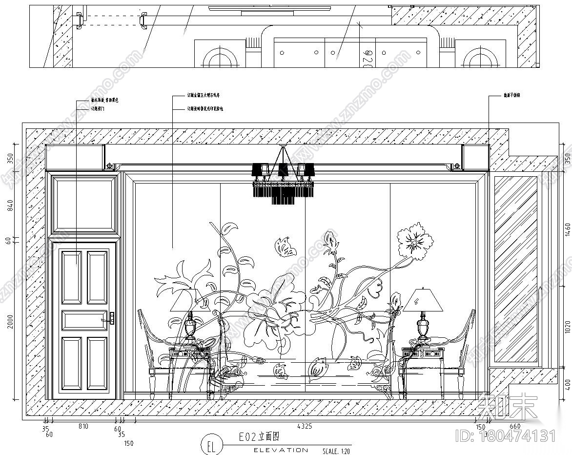 欧陆风格三居室整体家居施工图设计施工图下载【ID:180474131】