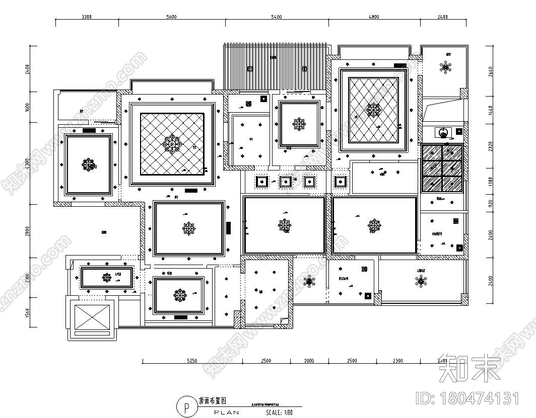 欧陆风格三居室整体家居施工图设计施工图下载【ID:180474131】