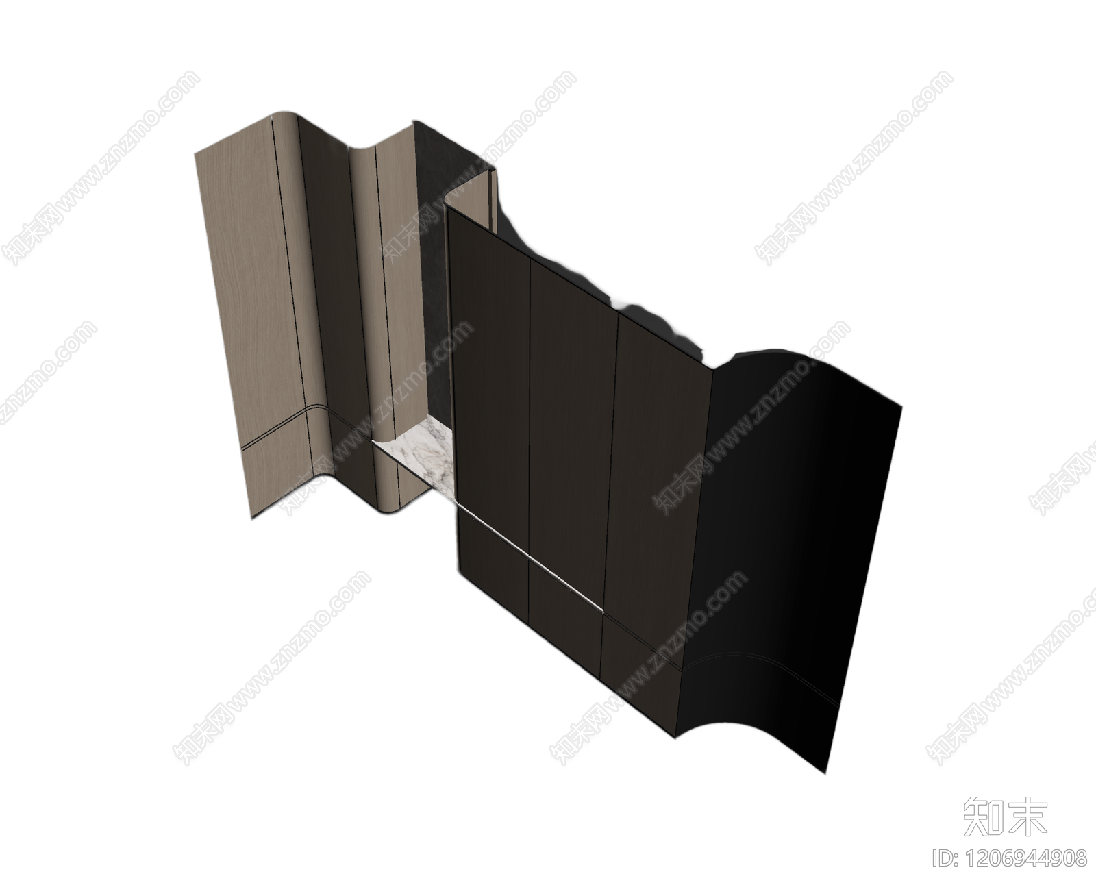 曲面隔断装饰墙3D模型下载【ID:1206944908】