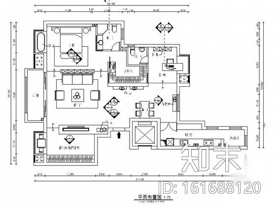 [江苏]现代时尚住宅一居室装修CAD施工图（含效果图）cad施工图下载【ID:161688120】