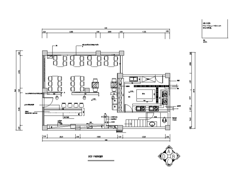 长13.585米宽8.53米二层西餐烧烤吧室内装修设计施工图施工图下载【ID:160427105】