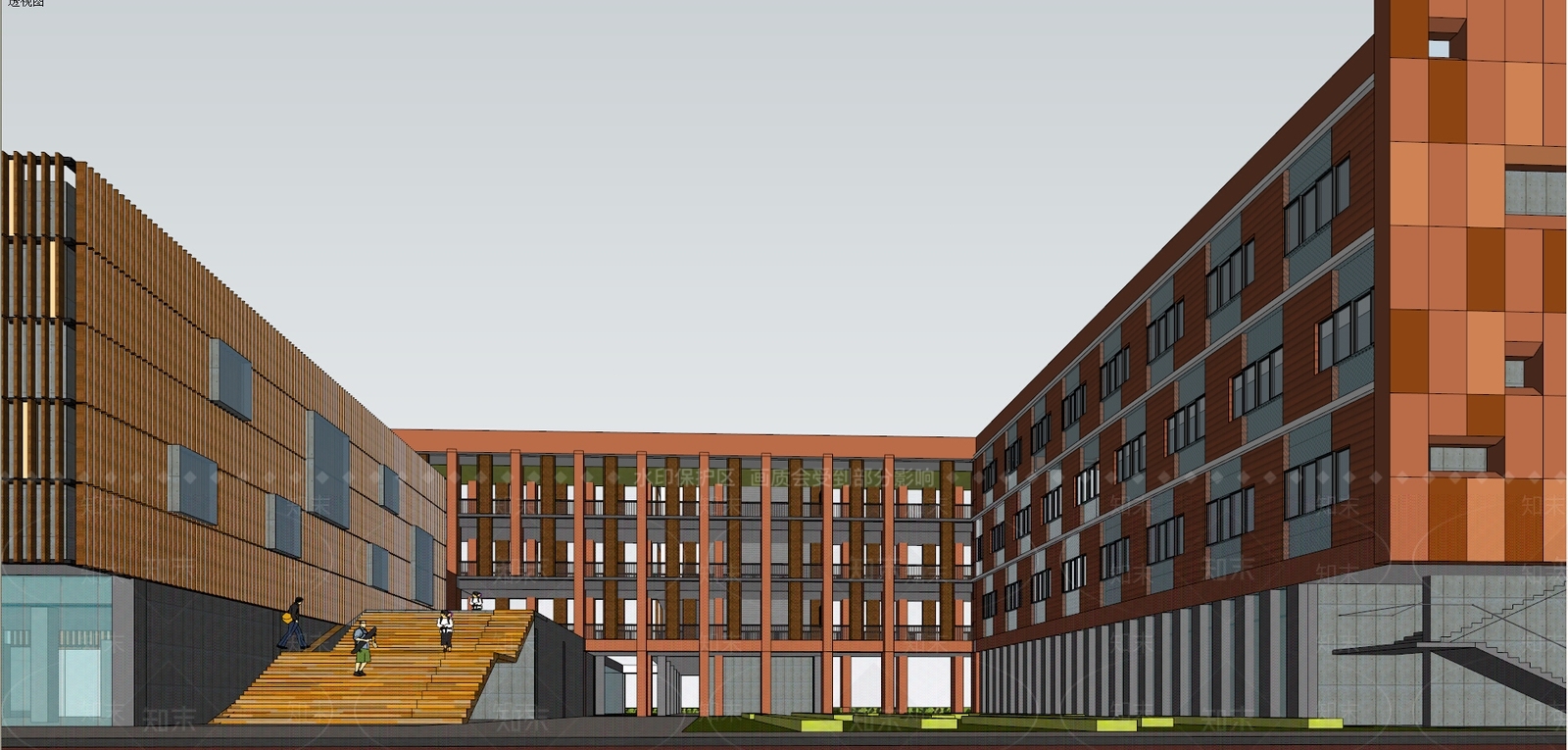 现代小学综合大楼建筑SU模型下载【ID:177498295】