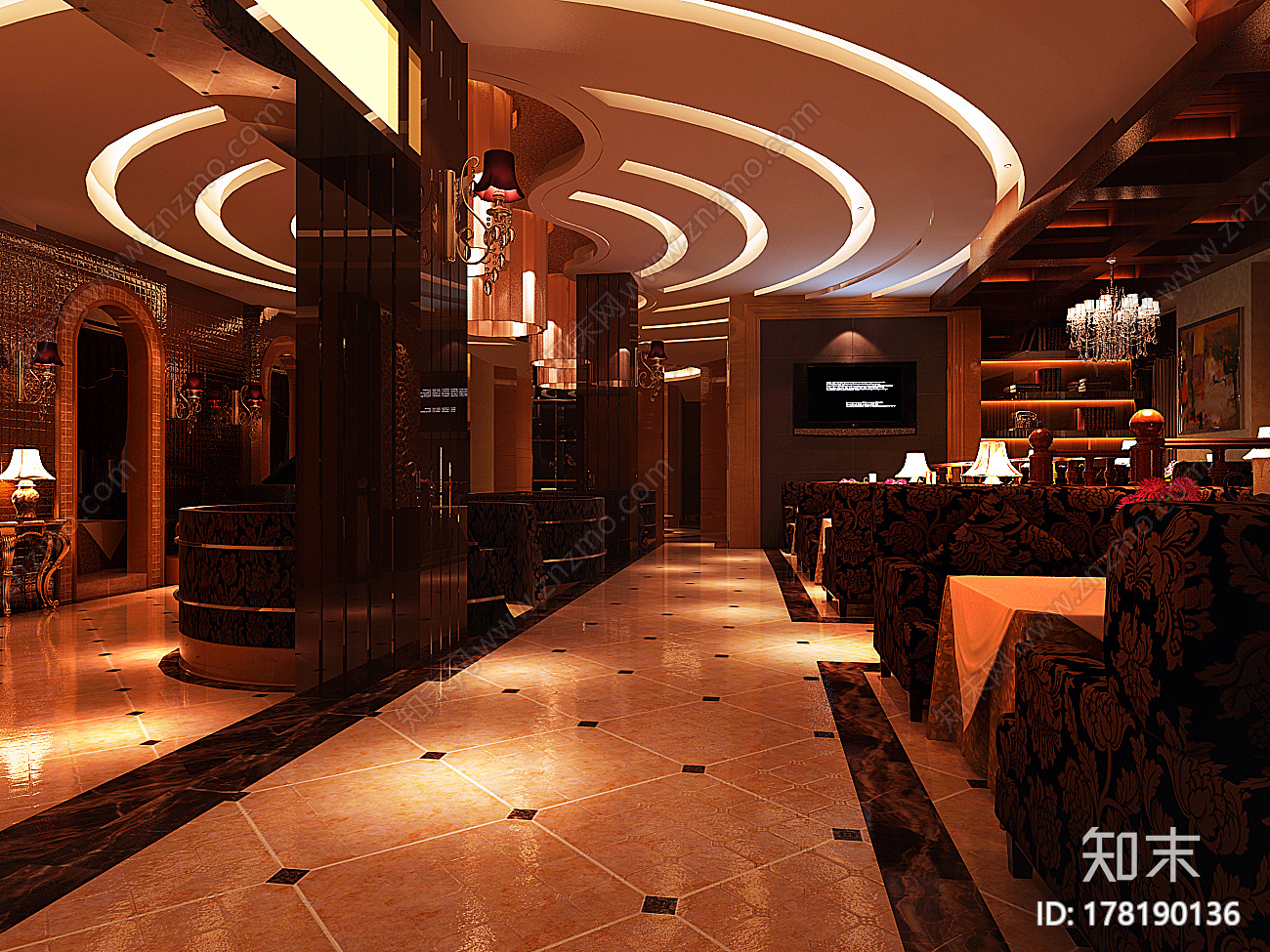 盛世华咖啡厅|CAD施工图+效果图施工图下载【ID:178190136】