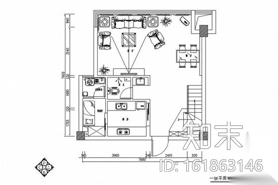 温馨田园风格双层别墅室内装修施工图（含实景图）施工图下载【ID:161863146】