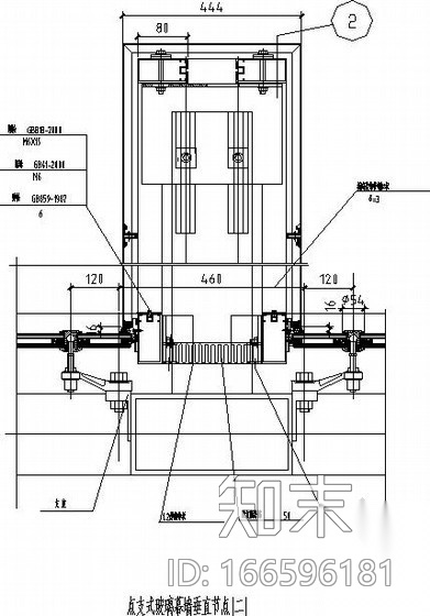 点支式玻璃幕墙节点构造详图(成套cad施工图下载【ID:166596181】