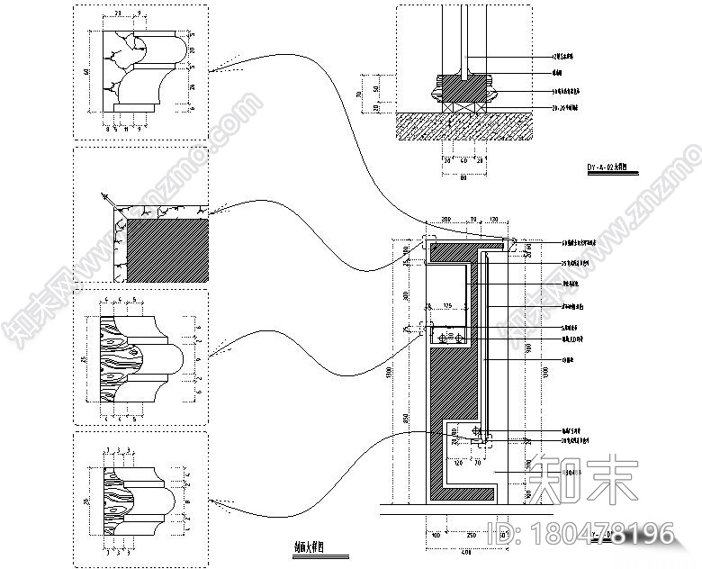 欧式风格60㎡一居室装修施工图设计cad施工图下载【ID:180478196】