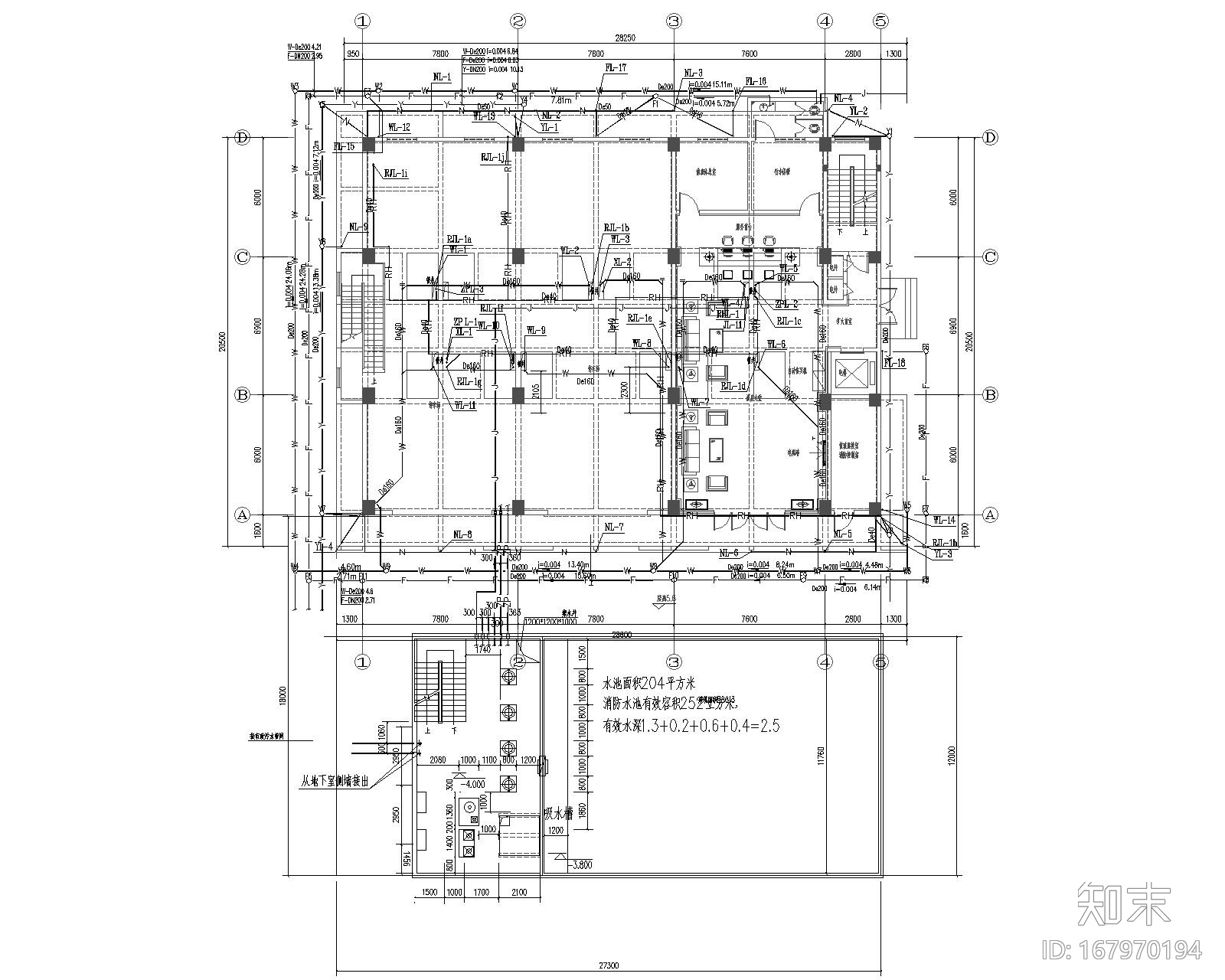 安铺旅馆装修工程给排水施工图cad施工图下载【ID:167970194】