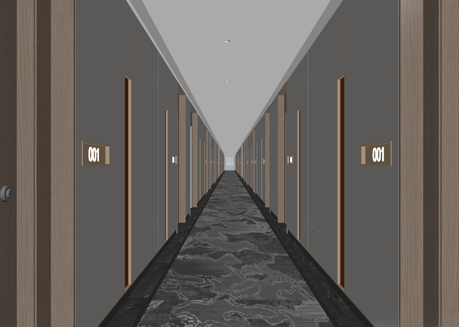 现代酒店走廊3D模型下载【ID:1214845359】