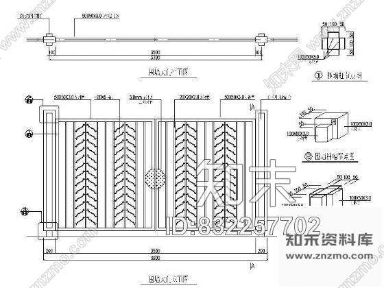 图块/节点入口大门立面3cad施工图下载【ID:832257702】